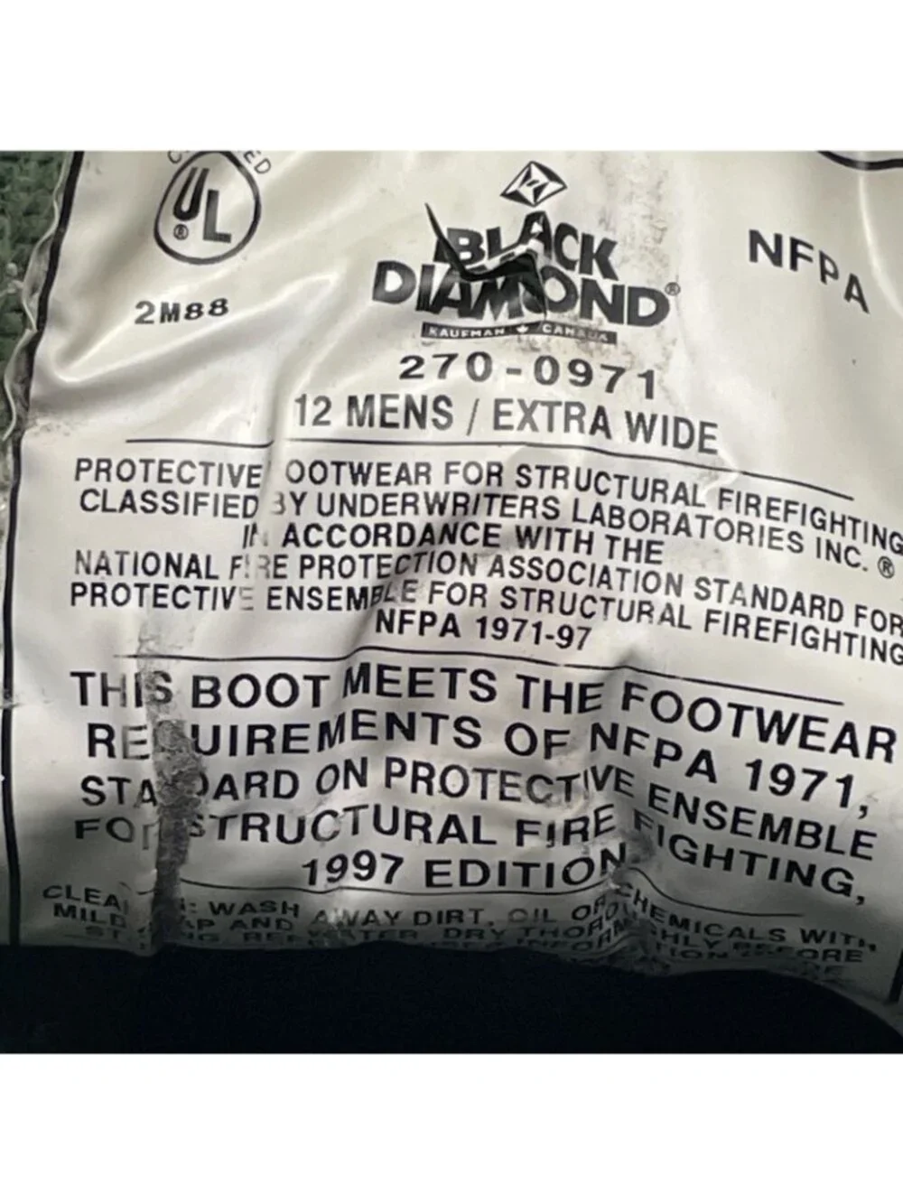 Black Diamond NFPA Steel Toe Firefighter Boots Mens 12 XW Front Zip Crosstech